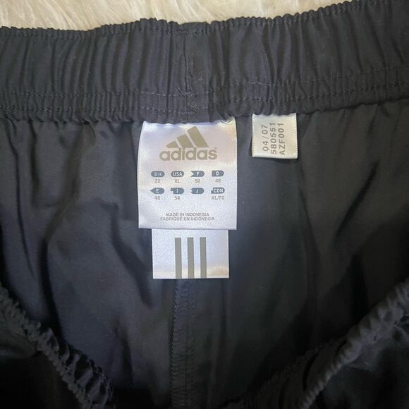 Y2K Adidas Black Neon Green Track Pants Nylon Elastic Size XL Climacool Rare - Picture 3 of 7